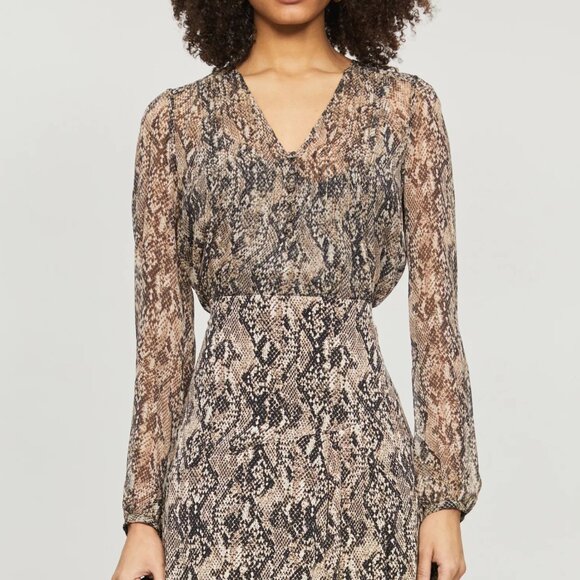 Veronica Beard Lowell Snakeskin Print Blouse Silk Nude Size 6 NEW NWT - Picture 1 of 10